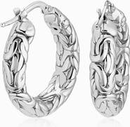 Oradina Byzantine Artisan Hoops in Sterling Silver