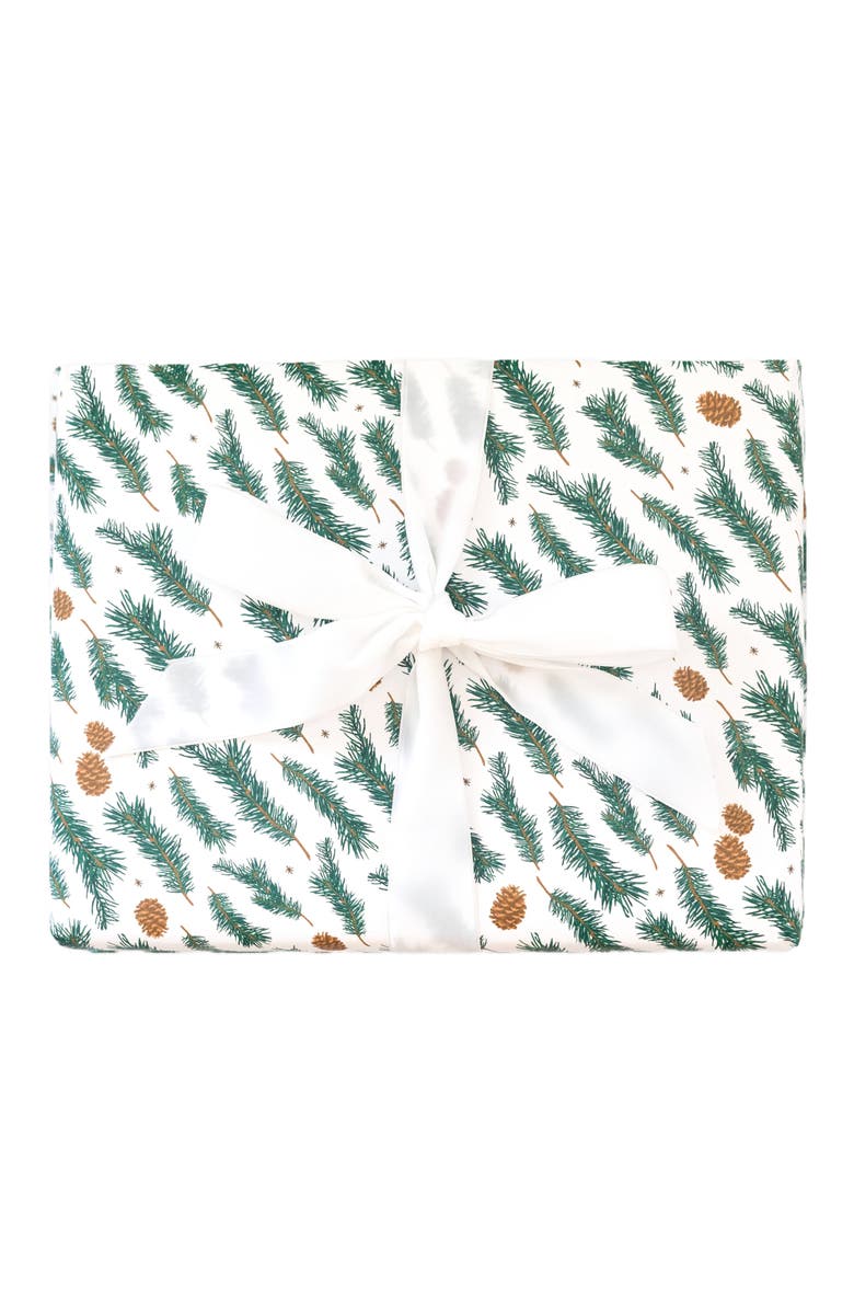 Joy Paper Co. Pine Pattern Holiday Wrapping Paper wrapping paper, Main, color, White With Pine Pattern