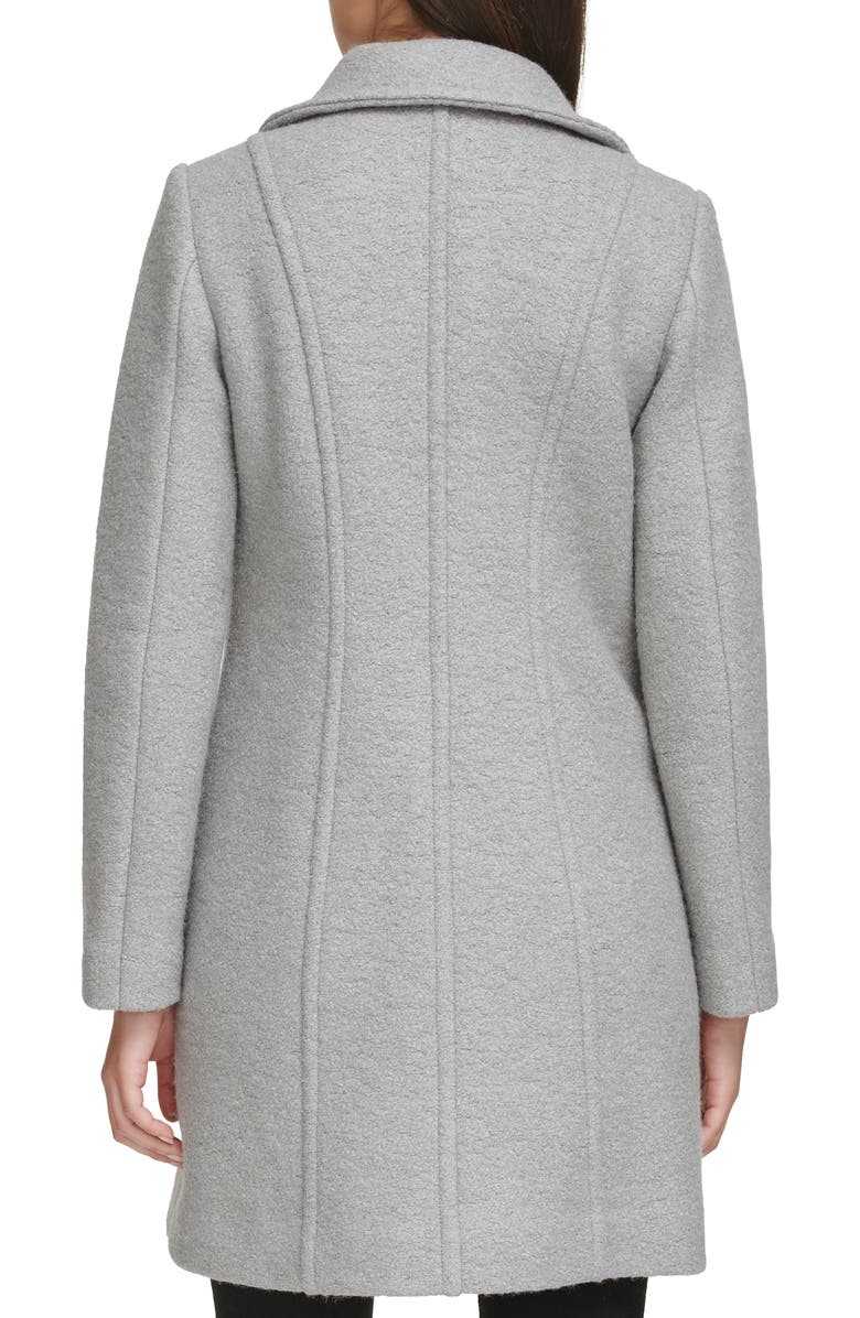 Kenneth Cole Asymmetric Zip Convertible Collar Bouclé Coat, Alternate, color, Light Grey