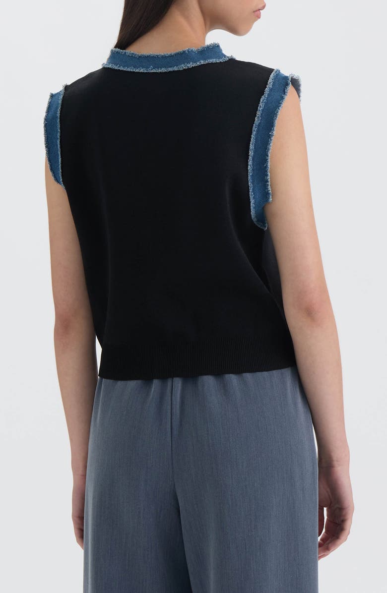 NVLT Denim Trim Vest, Alternate, color, Black