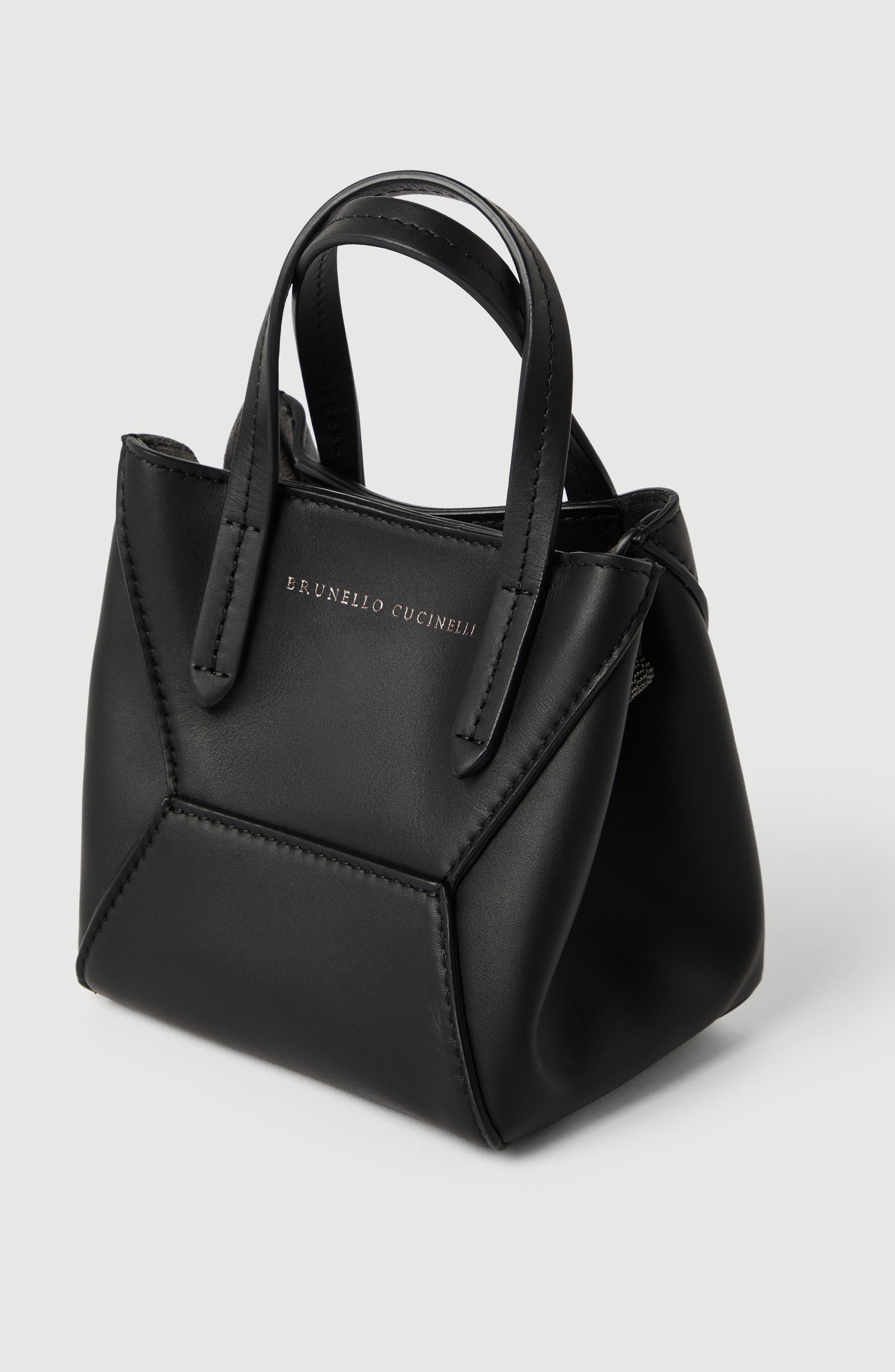 BC Duo mini bag in calfskin with monili, Alternate, color, Black