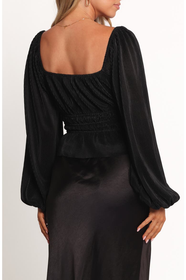 Ceppia Plissé Long Sleeve Top, Alternate, color, BLACK