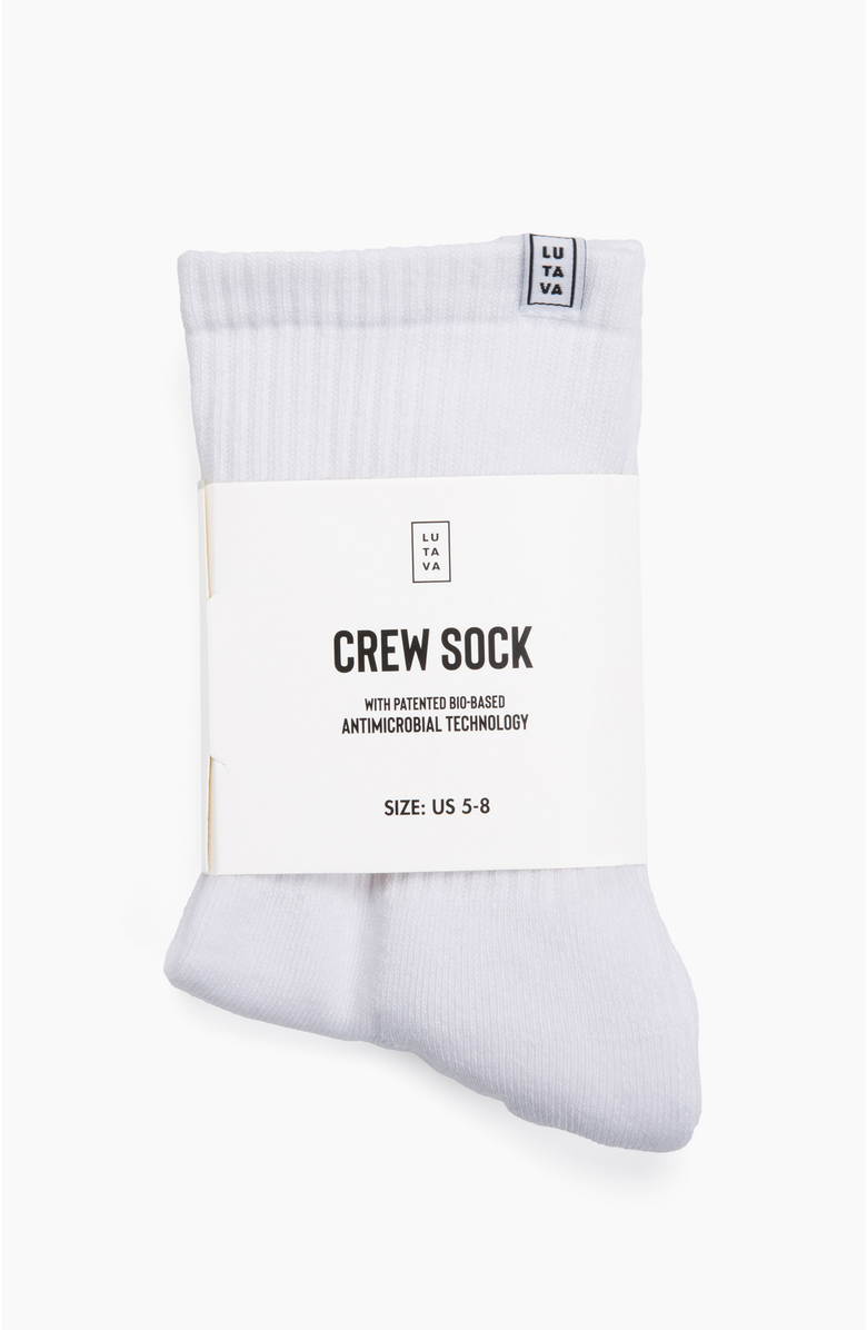Lutava Antimicrobial Crew Sock - 4 Pack, Main, color, White