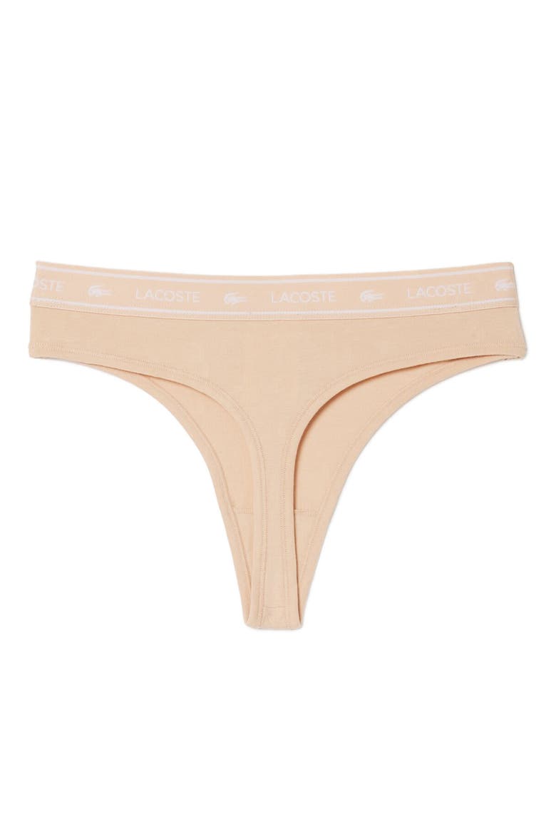 Stretch Cotton Jersey Thong, Alternate, color, BISCUIT