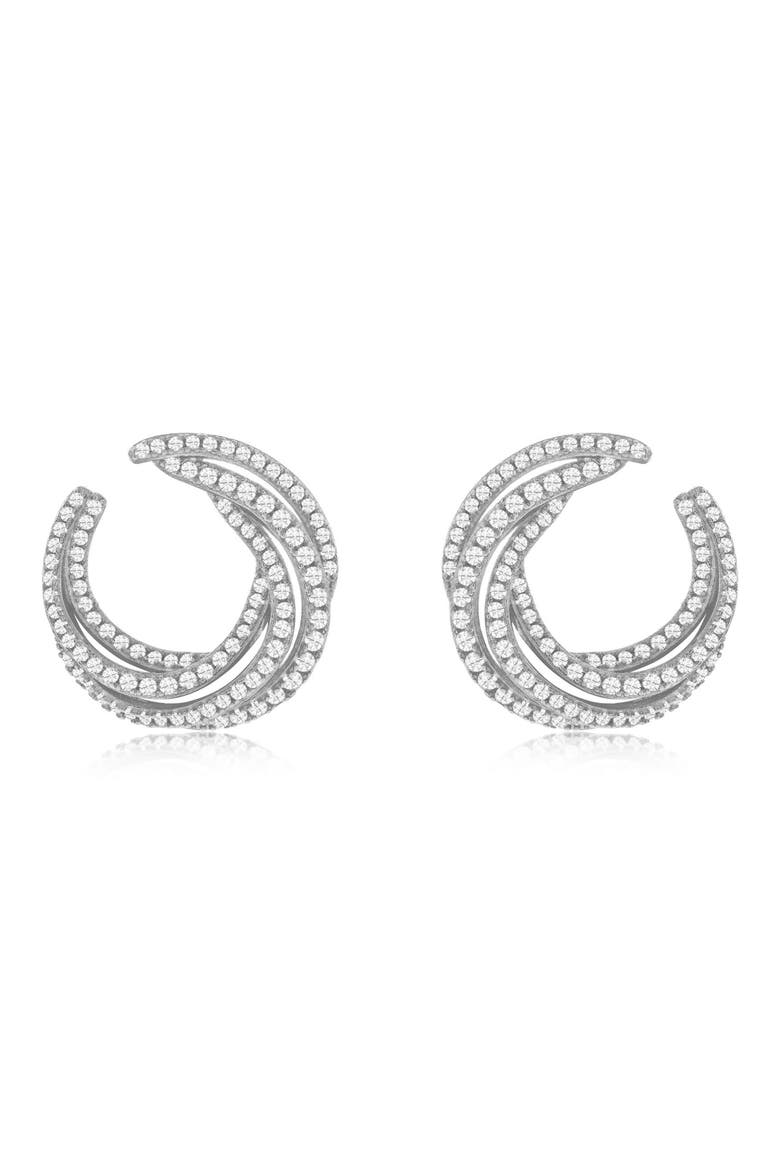 Pavé Cubic Zirconia Twisted Hoop Earrings, Main, color, WHITE