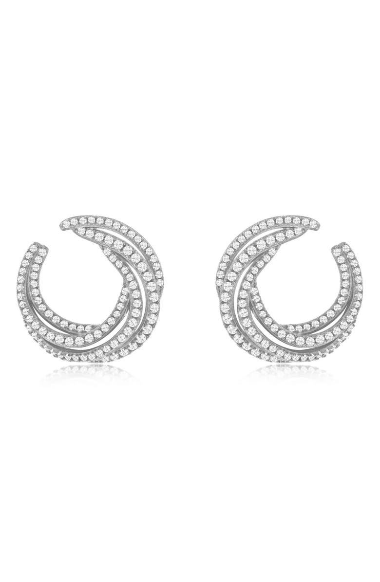 SUZY LEVIAN Pavé Cubic Zirconia Twisted Hoop Earrings, Main, color, White