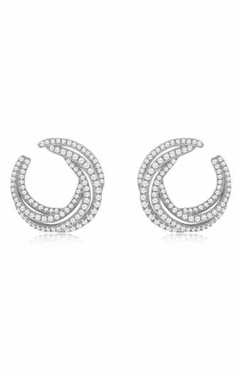 Pavé Cubic Zirconia Twisted Hoop Earrings