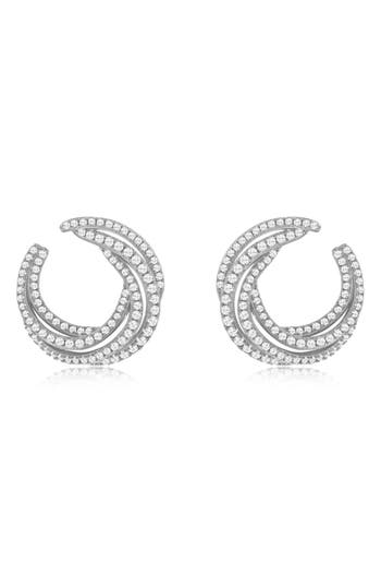Suzy Levian Pavé Cubic Zirconia Twisted Hoop Earrings