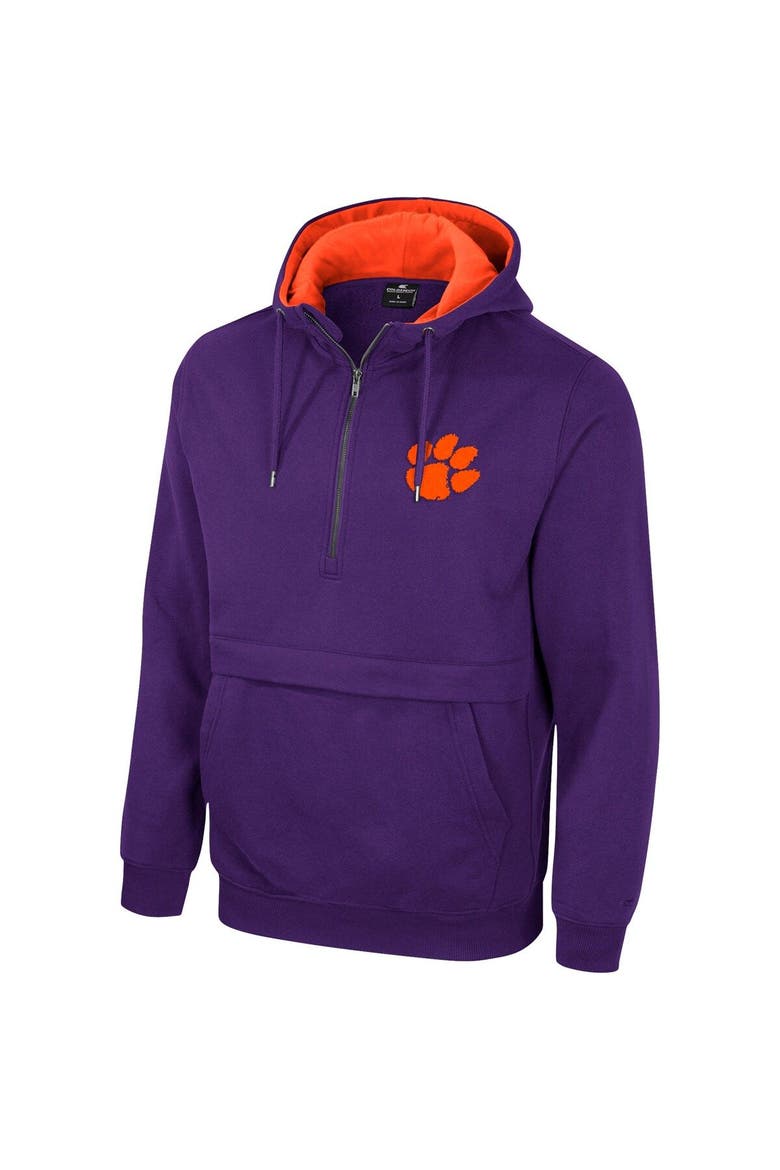 Men's Colosseum Purple Clemson Tigers Half-Zip Hoodie, Alternate, color, Purple