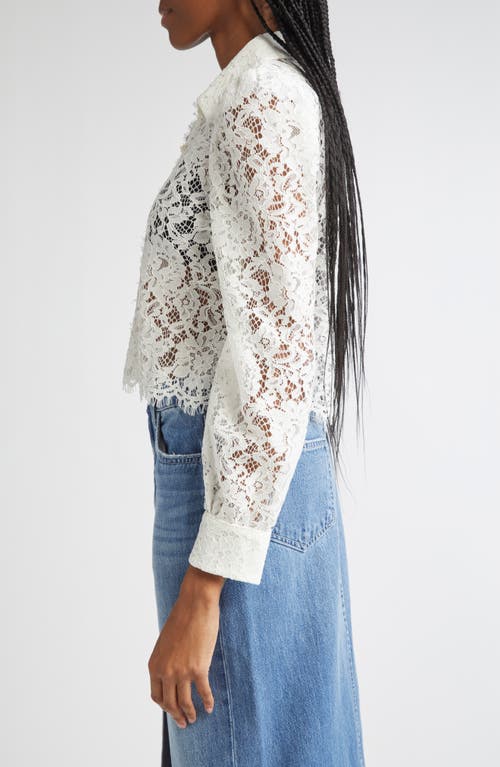 L Agence Miai Lace Button Down Blouse In Vintage White In White