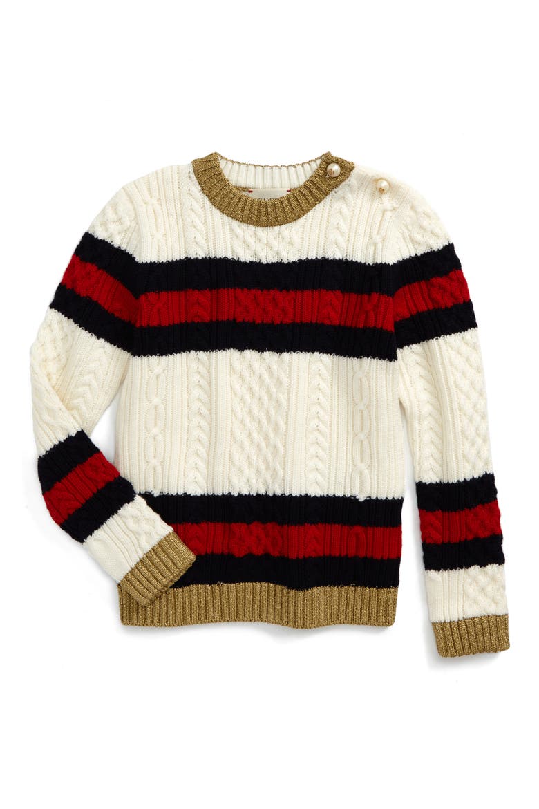 Wool Stripe Sweater, Main, color, WHITE MULTI