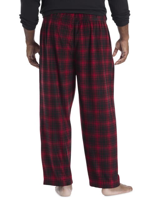 Harbor Bay By Dxl Big & Tall Buffalo Check Fleece Lounge Pants In Red