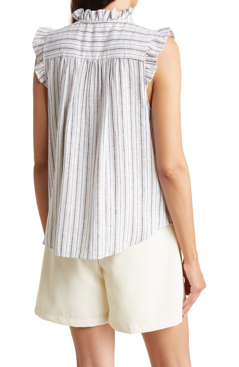 Ellen Tracy Ruffle Linen Blend Shirt, Alternate, color,