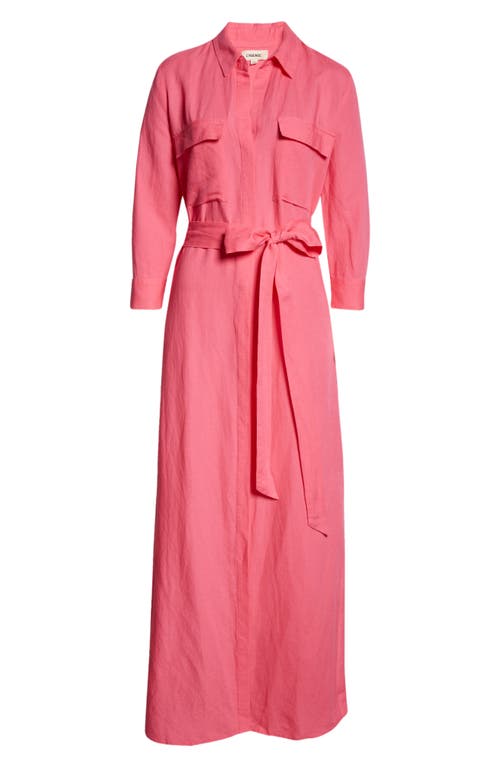 L'agence Cameron Linen-blend Shirt Dress In Berry Pink