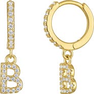 FZN Pavé Cubic Zirconia Initial Huggie Drop Earrings
