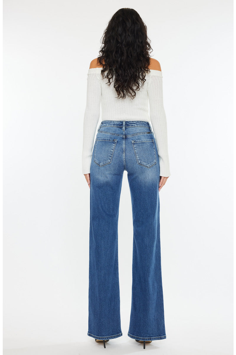 Celine High Rise 90's Flare Jeans, Alternate, color, Medium Wash