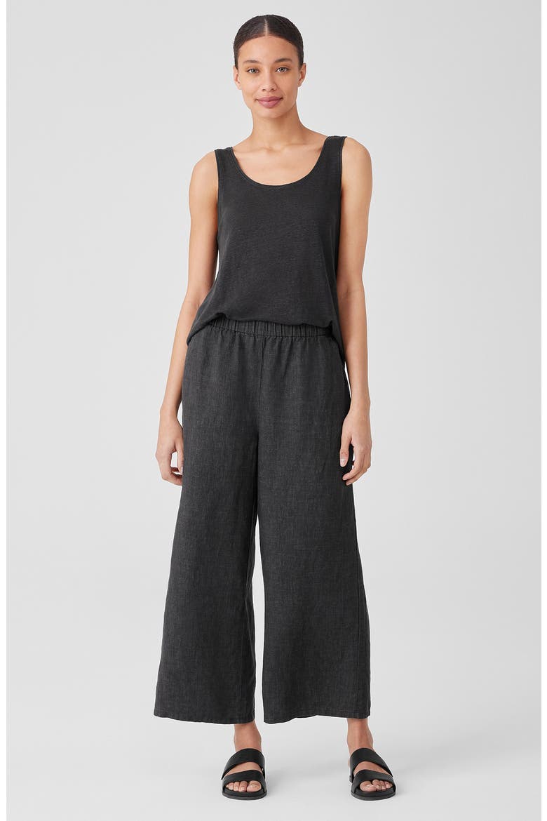 Organic Linen Crop Wide Leg Pants, Alternate, color, GRAPHITE