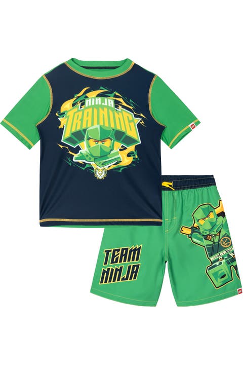 2-Piece Swimwear Rash Guard and Swim Trunks Set