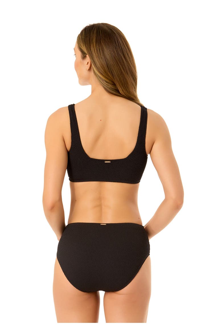 Women's Live In Color Textured Classic Square Neck Bralette Bikini Swim Top, Alternate, color, Black