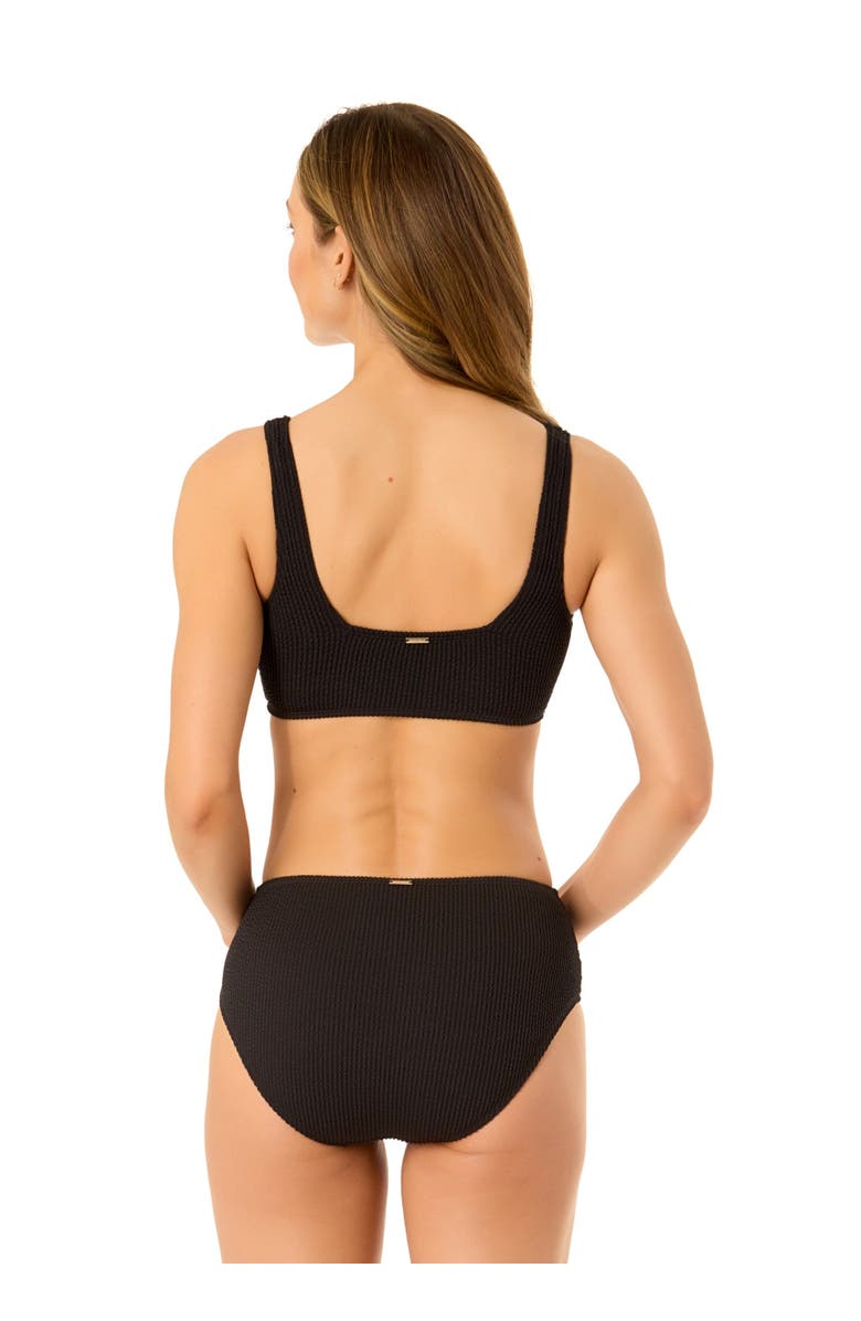 Anne Cole Women's Live In Color Textured Classic Square Neck Bralette Bikini Swim Top, Alternate, color, Black