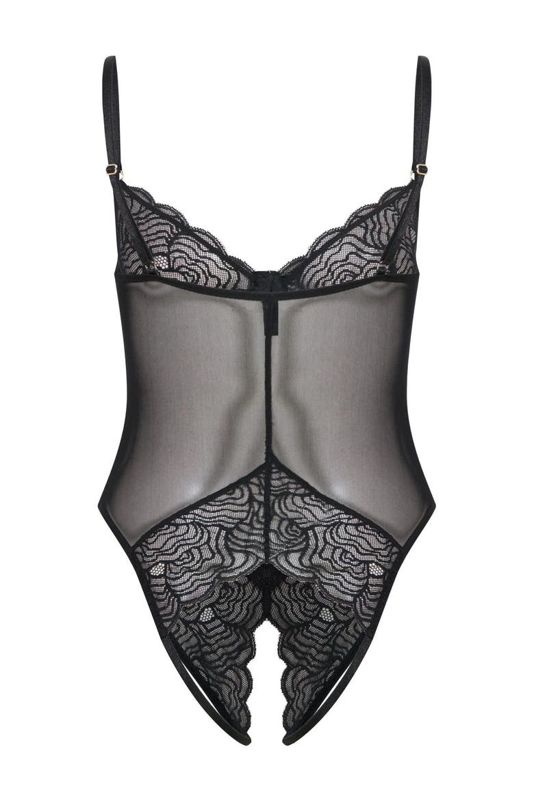 Beatrice - Ouvert Lace Bodysuit, Alternate, color, Black
