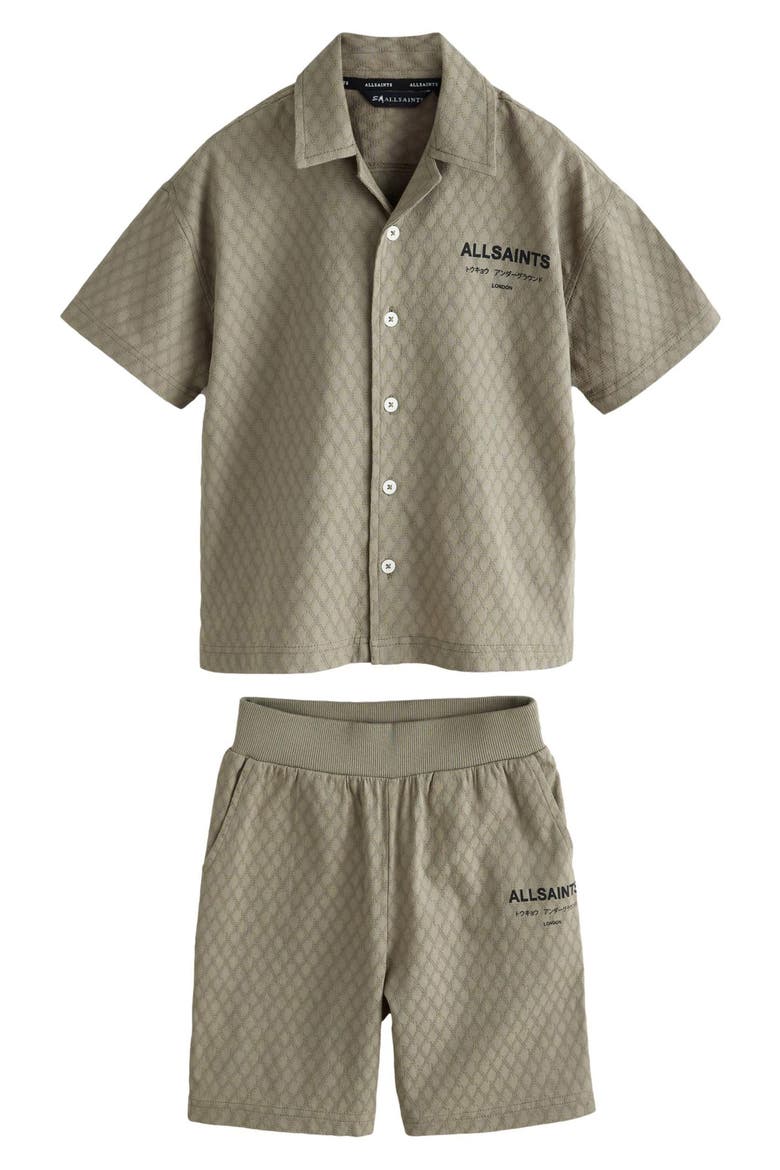 Kids' smALLSAINTS Underground 2-Piece Shirt & Shorts Set, Main, color, GREEN