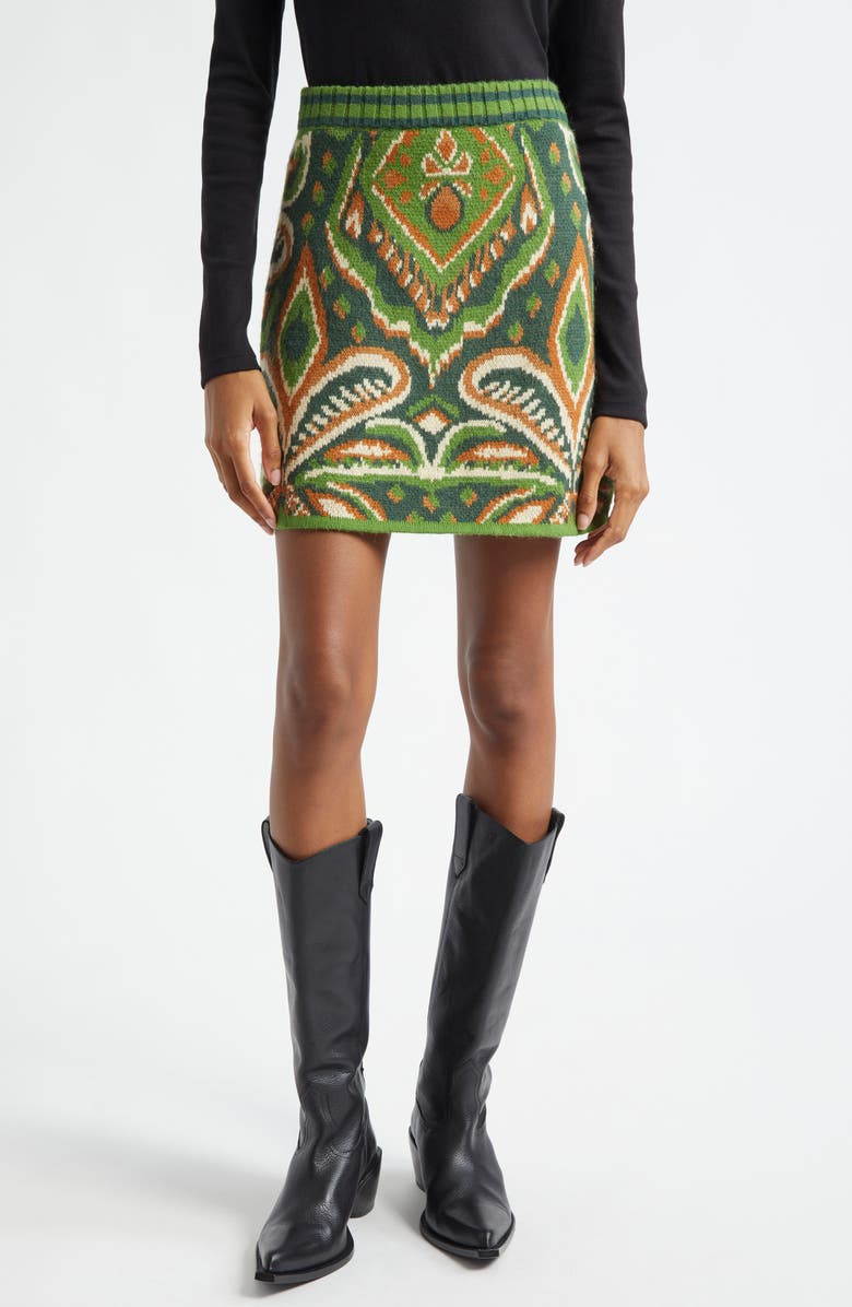 FARM Rio Pineapple Ikat Jacquard Sweater Skirt, Main, color, 