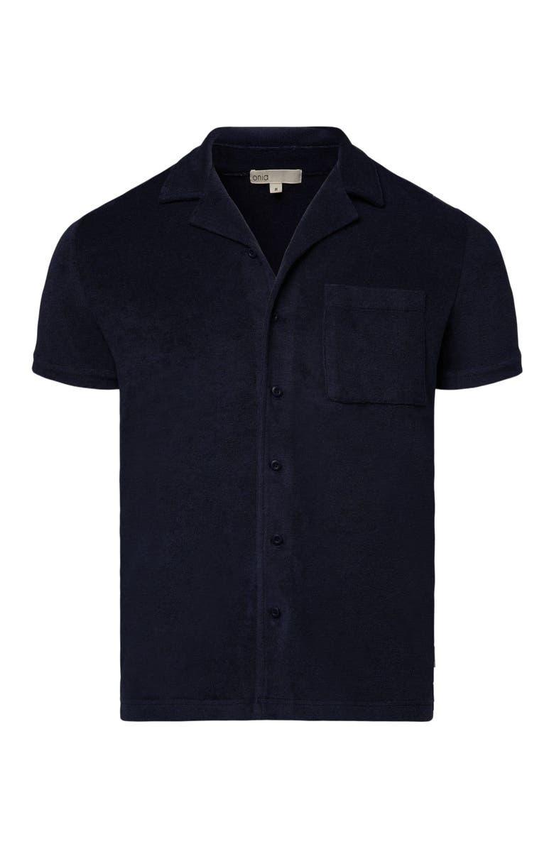 Onia Towel Terry Camp Shirt, Alternate, color, Deep Navy