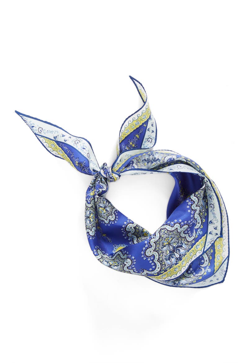 Paisley Lace Diamond Silk Scarf, Alternate, color, MARITIME NAVY