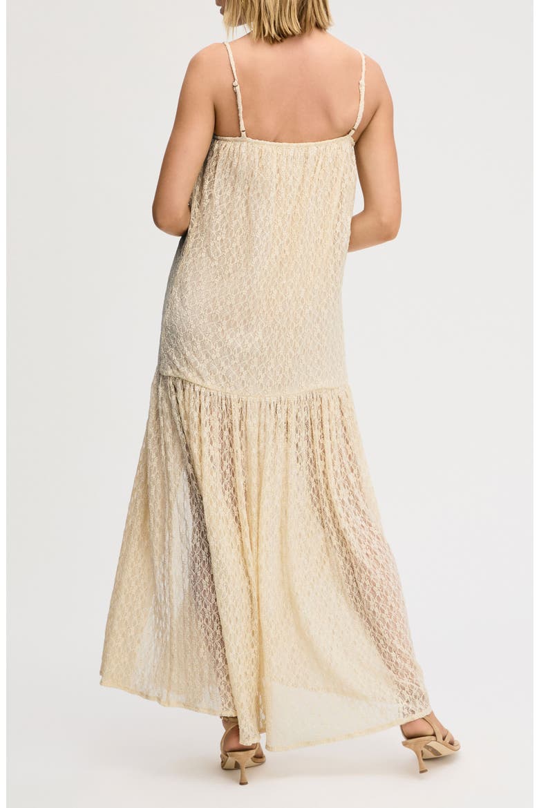 Sleeveless Lace Drop Waist Midi Dress, Alternate, color, ALMOND