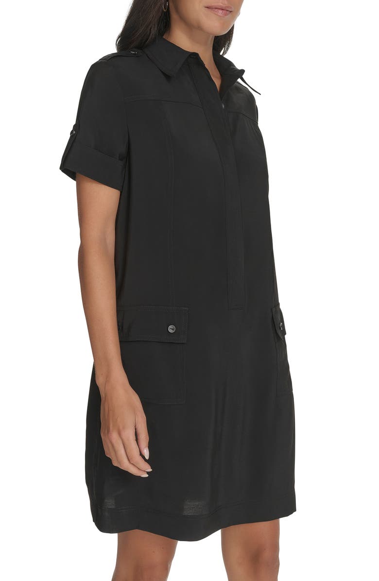 Calvin Klein Roll Cuff Short Sleeve Shirtdress, Alternate, color, 