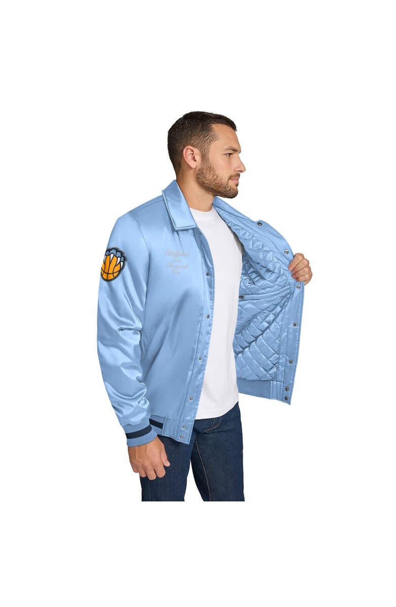 TOMMY JEANS Men's Tommy Jeans Light Blue Memphis Grizzlies Jacob Chain Stitch Applique Full-Snap Varsity Jacket, Alternate, color, Light Blue