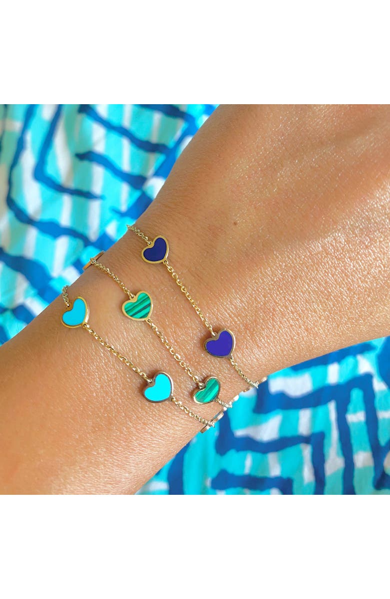 The Lovery Fine Jewelry Malachite Heart Station Bracelet, Alternate, color, Malachite