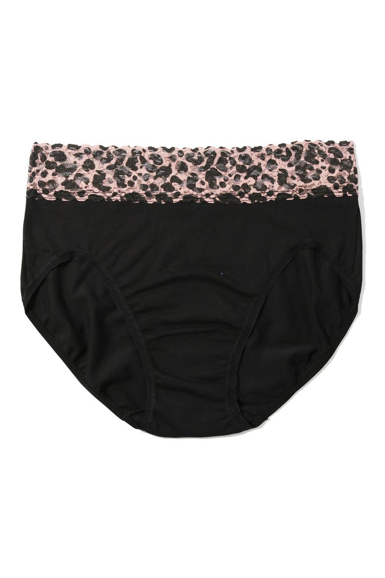 Lace Trim Briefs, Alternate, color, BLACK/ PINK LEOPARD