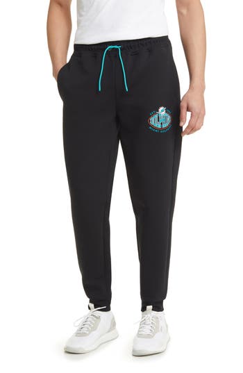 Hugo Boss Boss X Nfl Cotton-blend Tracksuit Bottoms With Collaborative Branding In Miami Dolphins Black