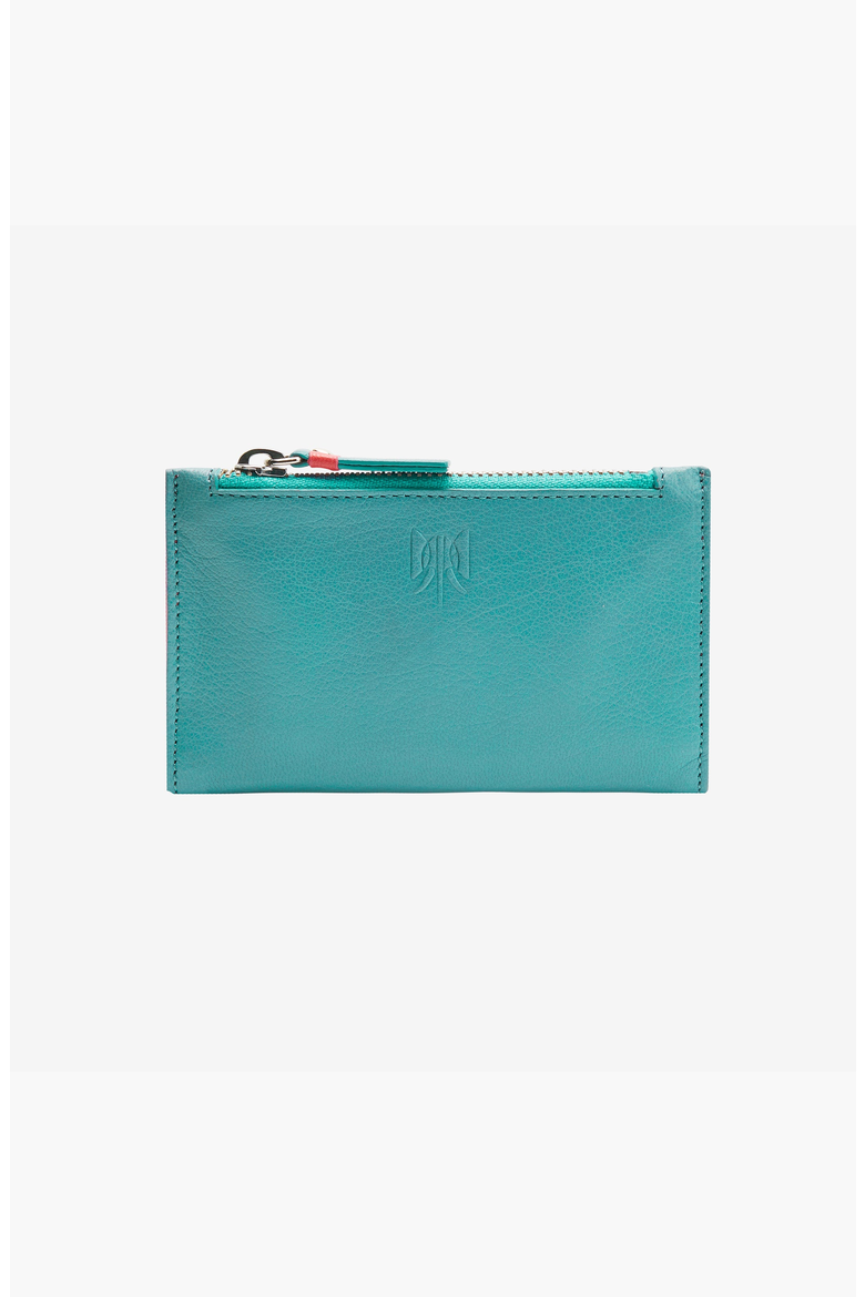 Siam Slim Card Case with Zip Coin Pocket, Main, color, French Blue / Geranium