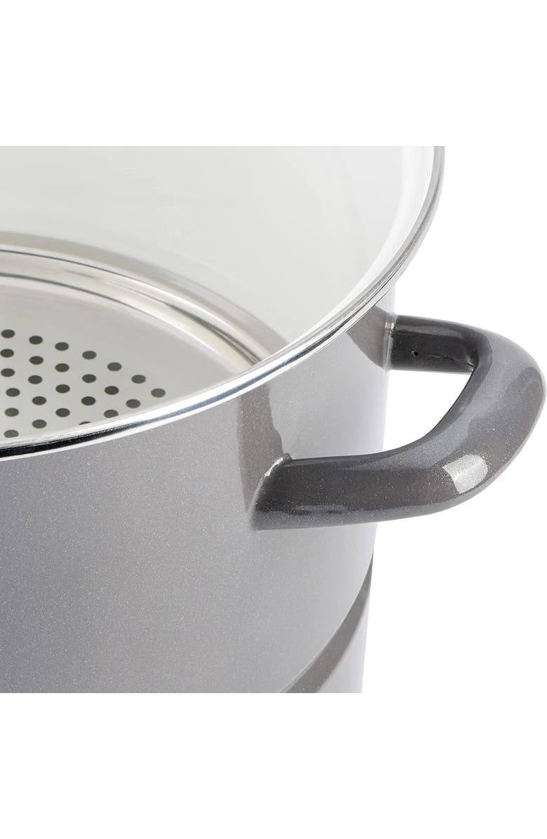 Kenmore 16 Quart Enamel On Steel Stock Pot With Steamer and Lid, Alternate, color, Grey