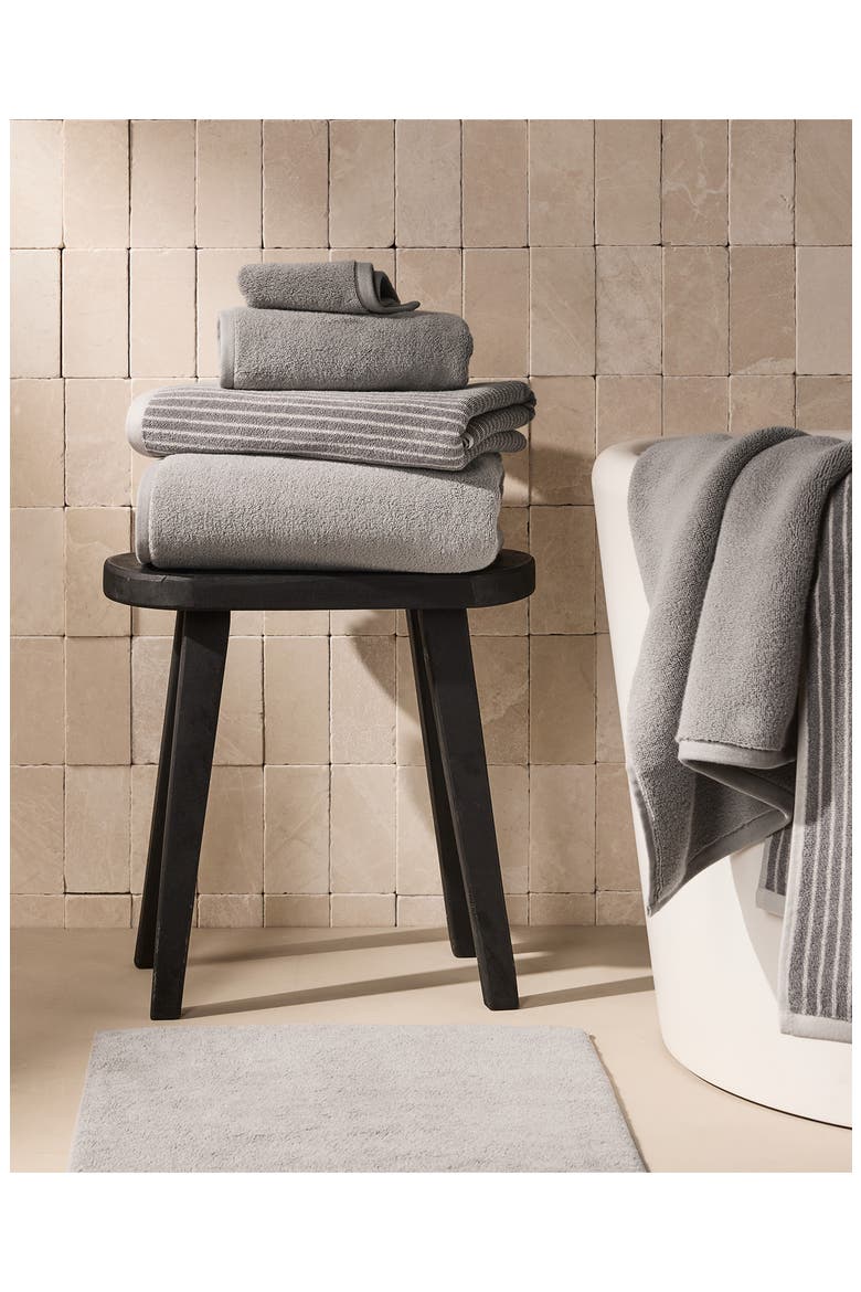 Pinstripe Organic Cotton Bath Towel, Alternate, color, PEBBLE AND DOVE
