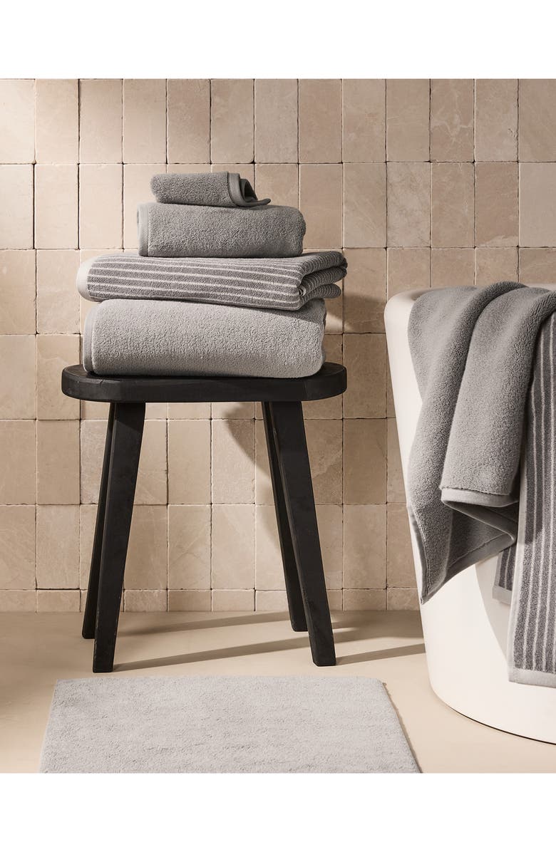 Parachute Pinstripe Organic Cotton Bath Towel, Alternate, color, Pebble And Dove