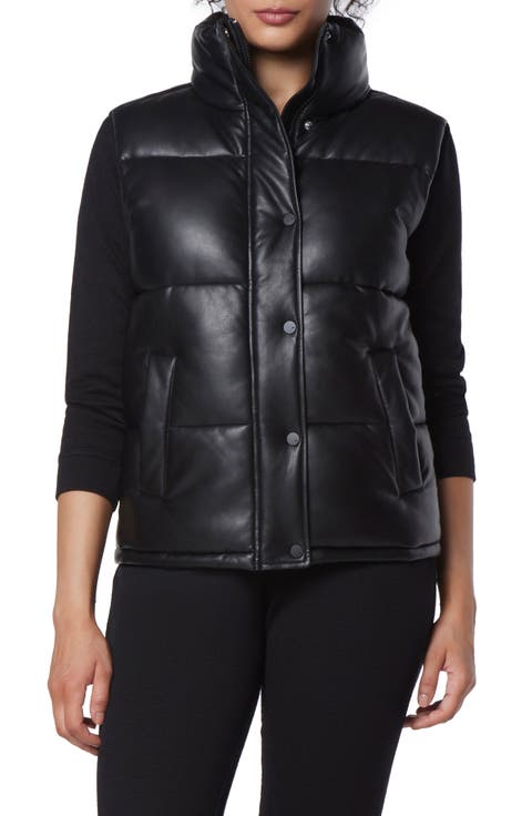 Faux Leather Puffer Vest