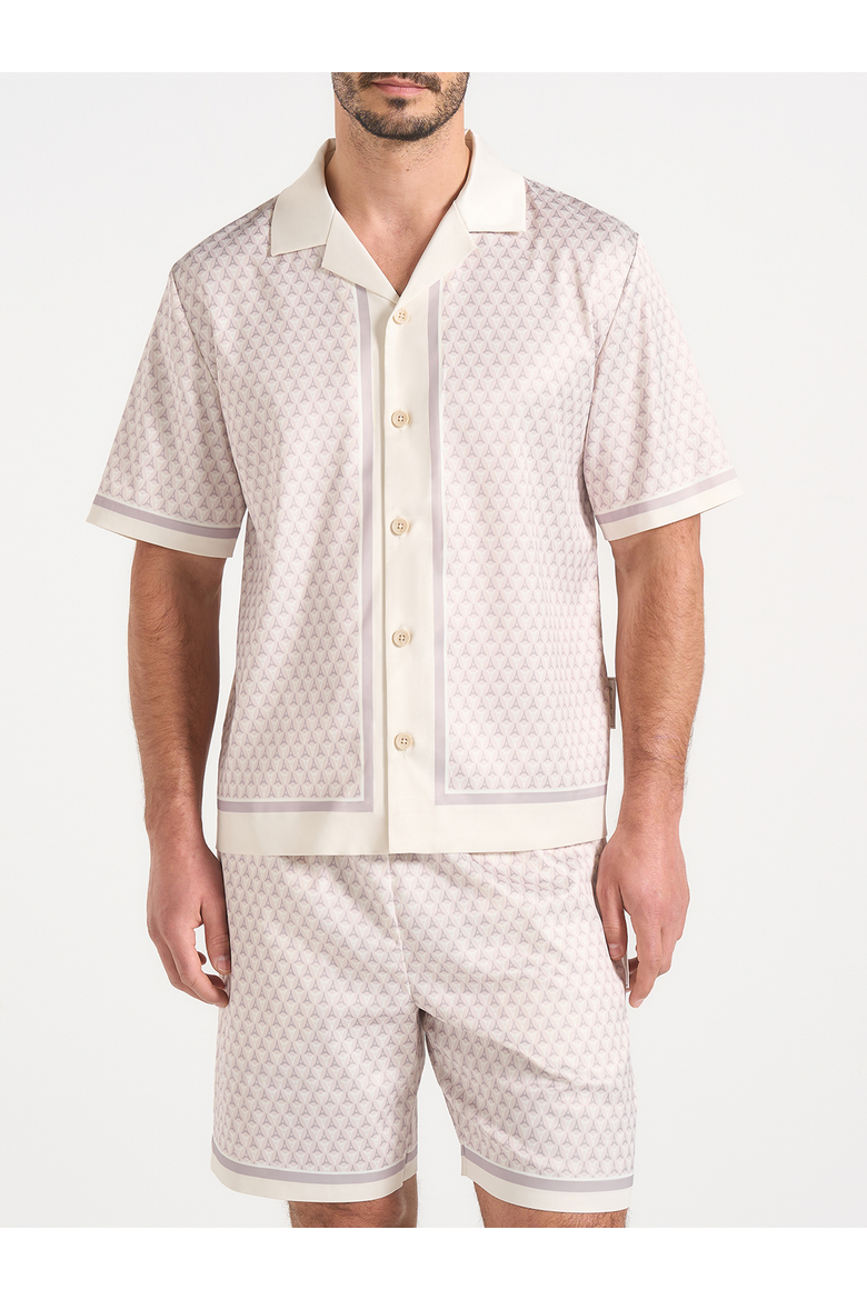 Idriss Eiffel Monogram Resort Shirt, Alternate, color, Cream