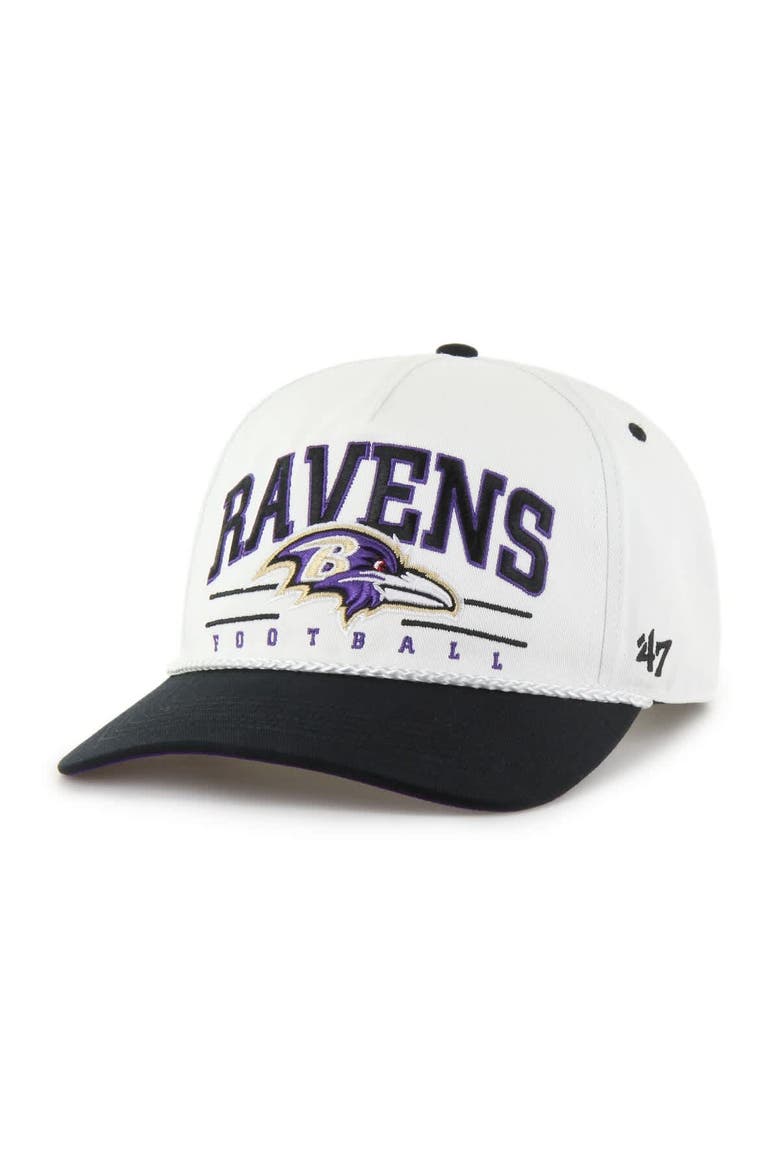 Men's '47 White/Black Baltimore Ravens Roscoe Two-Toned Hitch Adjustable Hat, Main, color, White