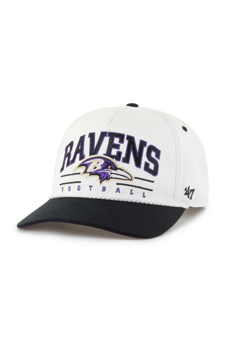 '47 Men's '47 White/Black Baltimore Ravens Roscoe Two-Toned Hitch Adjustable Hat, Main, color, 