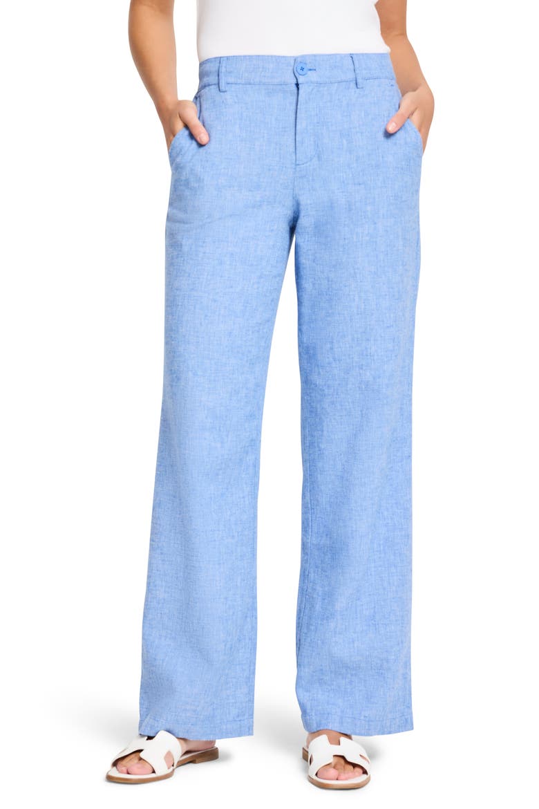 Eliot Cotton & Linen Wide Leg Pants, Main, color, BLUE MIX