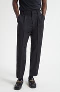 Balmain Pleated Pinstripe Straight Leg Wool Pants