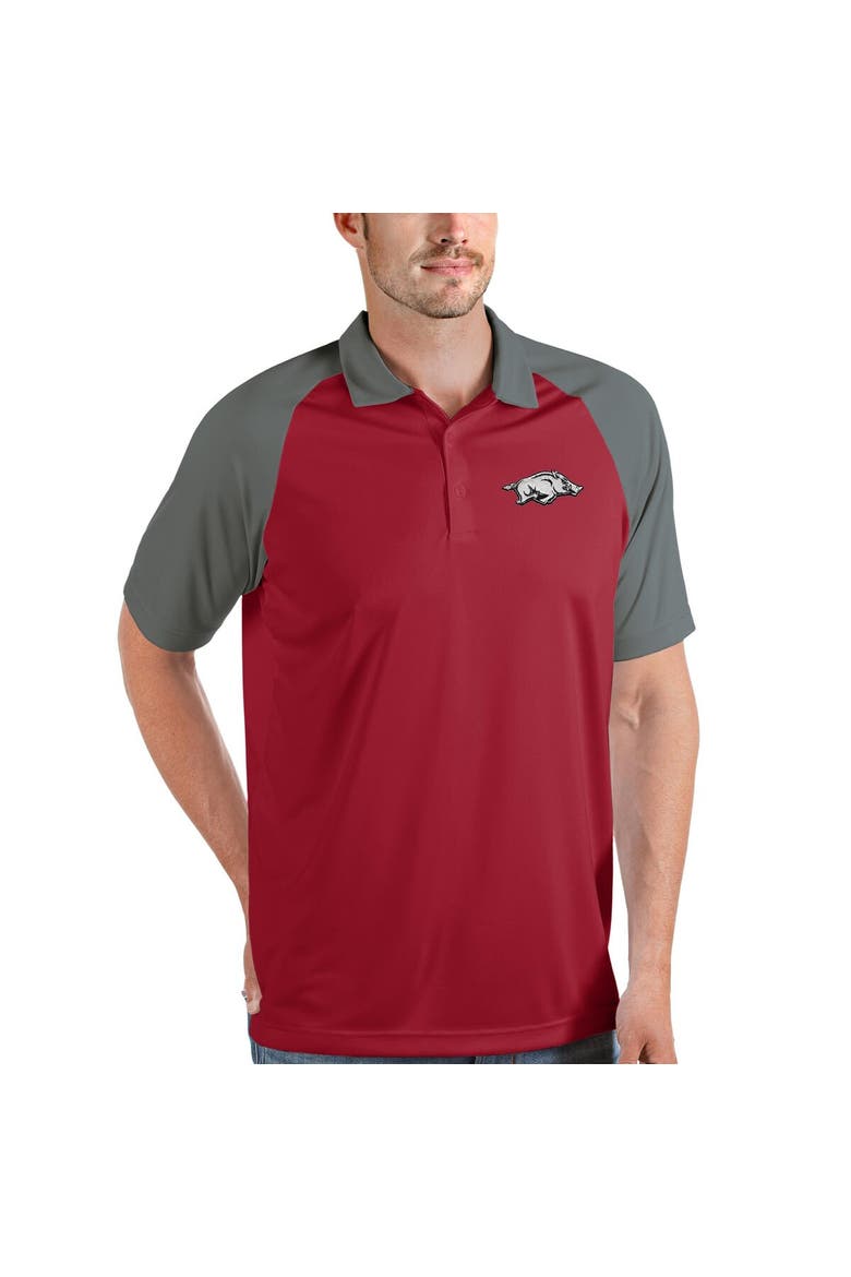 Men's Antigua Cardinal/Steel Arkansas Razorbacks Nova Polo, Main, color, Cardinal