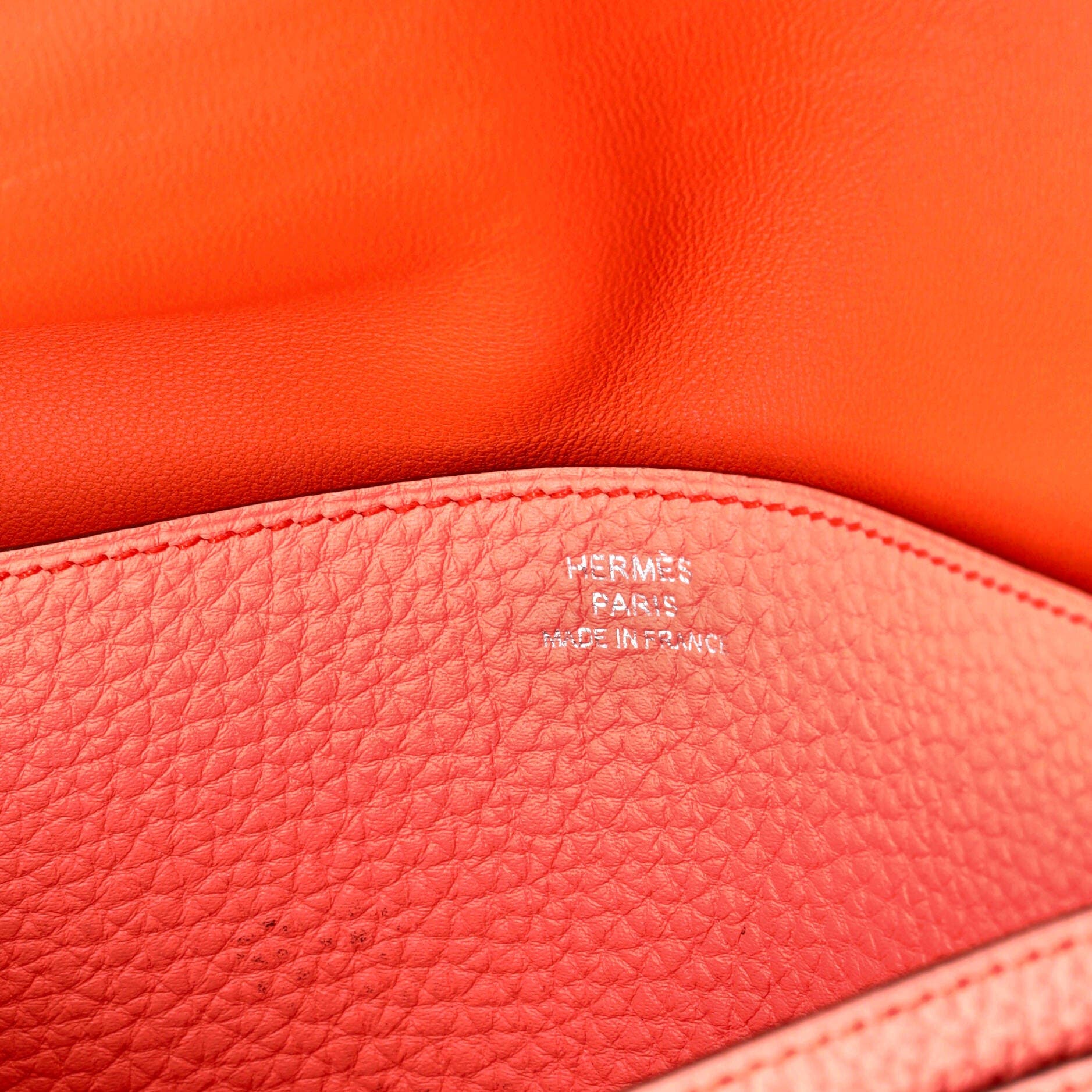 Pre-Owned Hermes Dogon Recto Verso Wallet Leather, Alternate, color, Orange Poppy