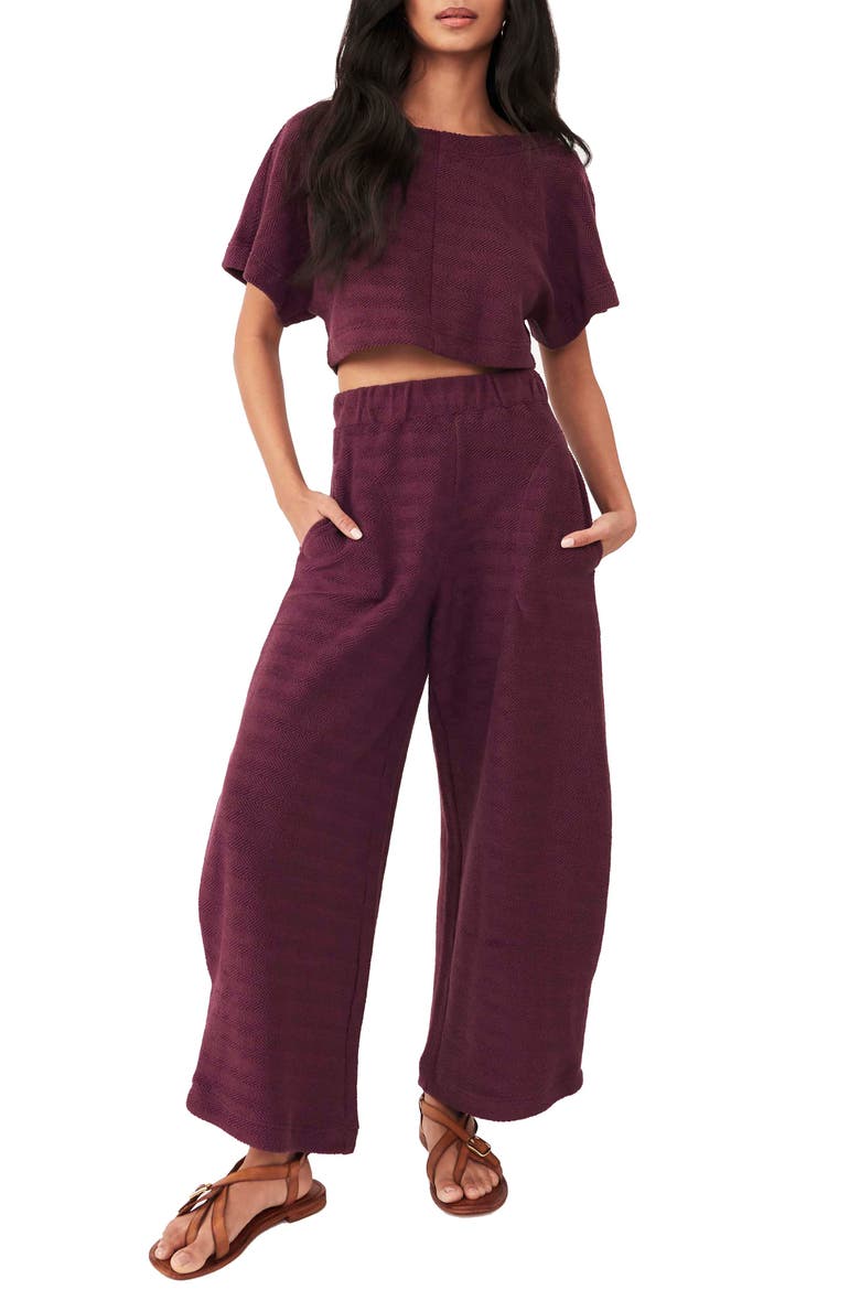 free-est Free People Changing Tides Cotton Crop Top & Pants, Main, color, THUNDERCLAP