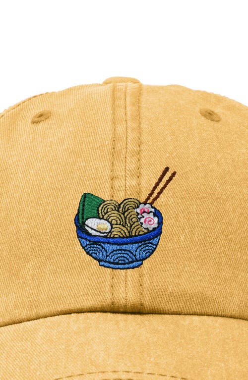 Dalix Noodles Embroidered Casual Cap In Washed Gold