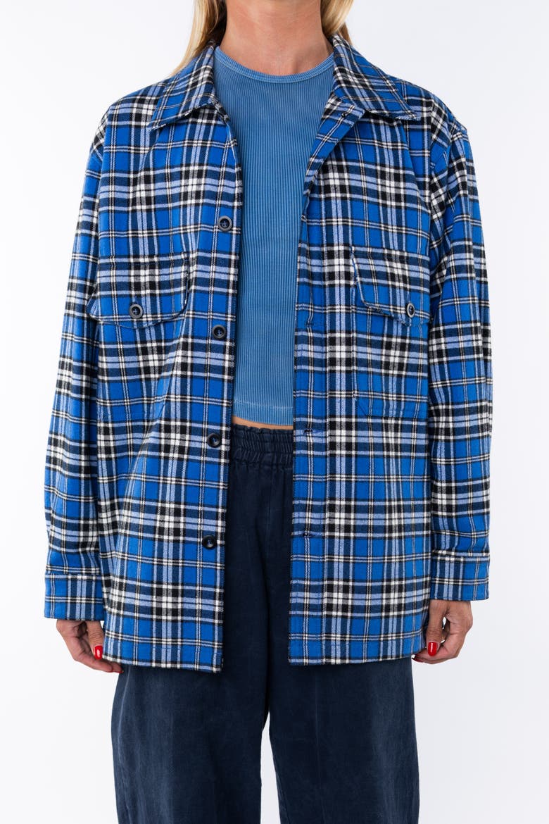Gender Inclusive Bucky Heavy Flannel Over Shirt, Main, color, Blue / Black